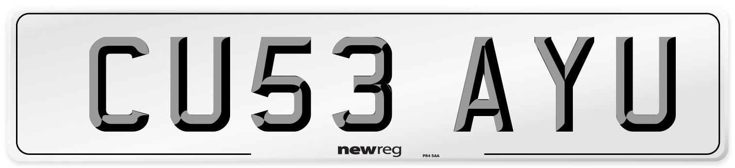 CU53 AYU Number Plate from New Reg